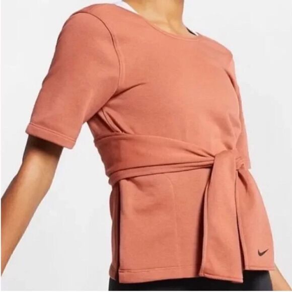Nike Studio Yoga Wrap Top Dusty Peach Small XS - Picture 3 of 4